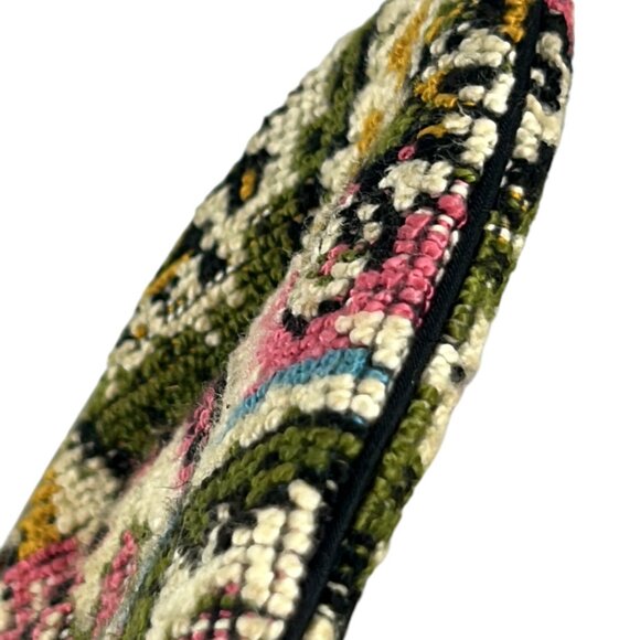 Vintage Petit Point Tapestry Style Purse Needlepoint Kiss Lock Clutch Handbag - Picture 7 of 9